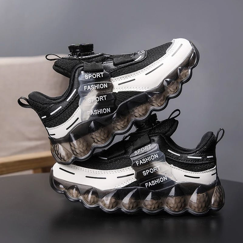 【2097】男童中大童老爹鞋儿童鞋网面透气旋转纽扣板鞋跑步鞋