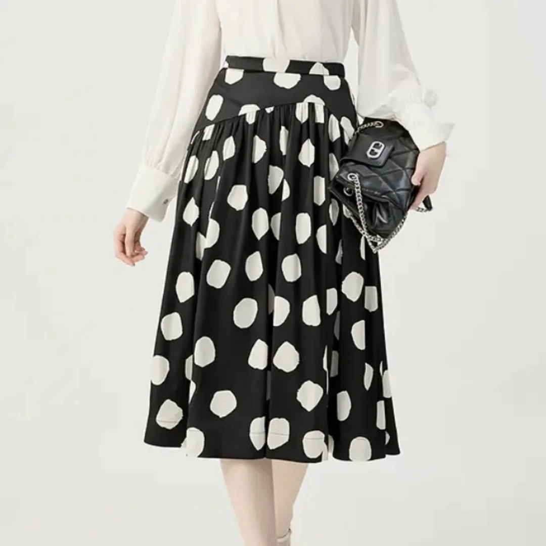 GIRDEAR/哥弟法式赫本高腰百搭大摆气质夏季长款半身裙120011