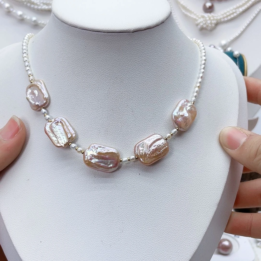 颈饰银S925镶嵌淡水珍珠