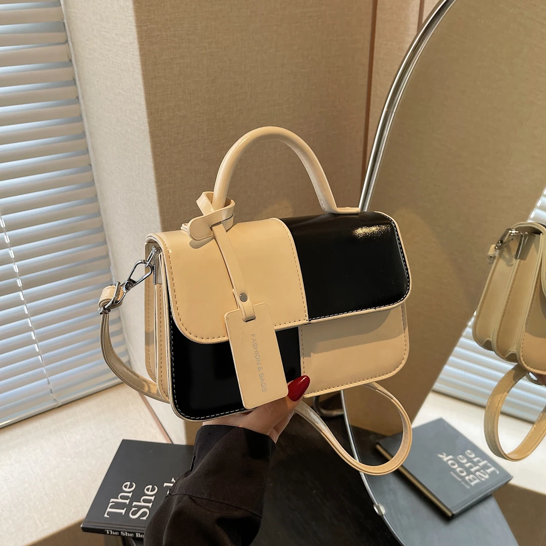 【英伦方糖】质感小众撞色手提小方包新款休闲百搭单肩包时尚通勤包