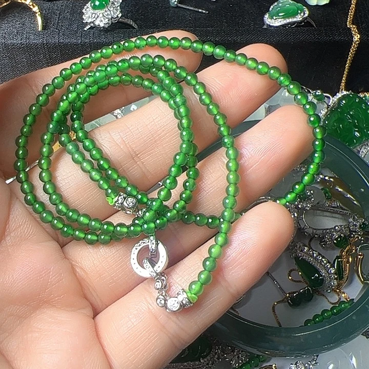 安***娜银S925镶嵌手链翡翠