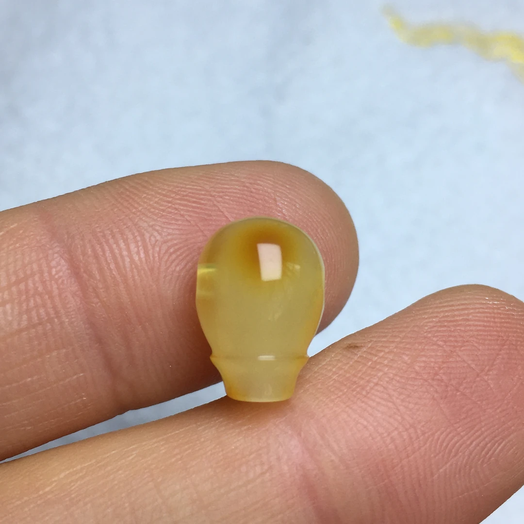 蜜蜡三通对孔约9.1mm原石手作天然原矿保真无烤色无优化