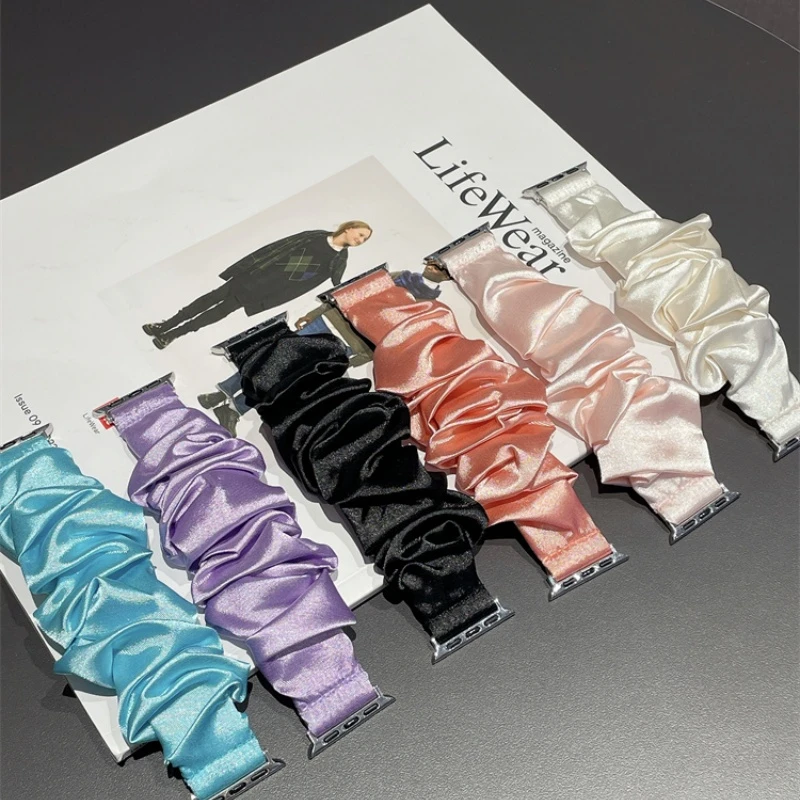 适用小米手环10/9手表带8nfc替换雪纺丝绸弹力发圈潮ins腕带耐脏