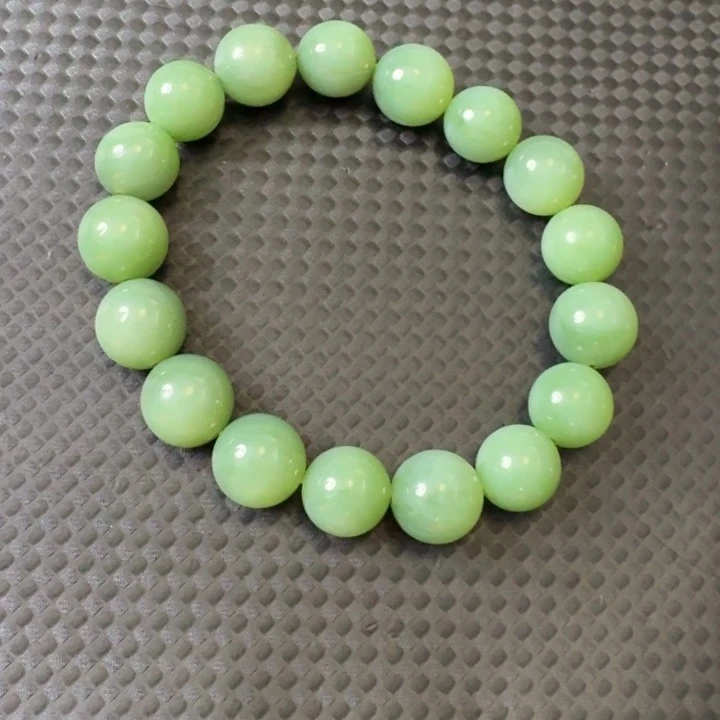 颈饰未镶嵌和田玉粉绿猫眼手串卡12