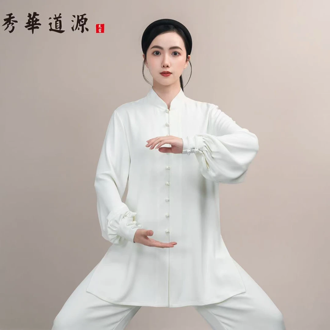 男女同款（醋酸麻）四季款小扣太极服太极拳练功服飘逸武术表演服