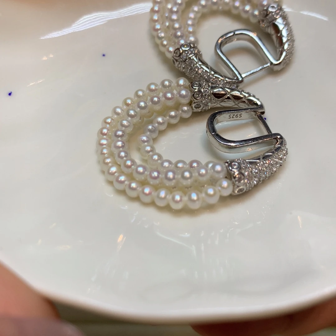 淡水珍珠耳饰银S925镶嵌