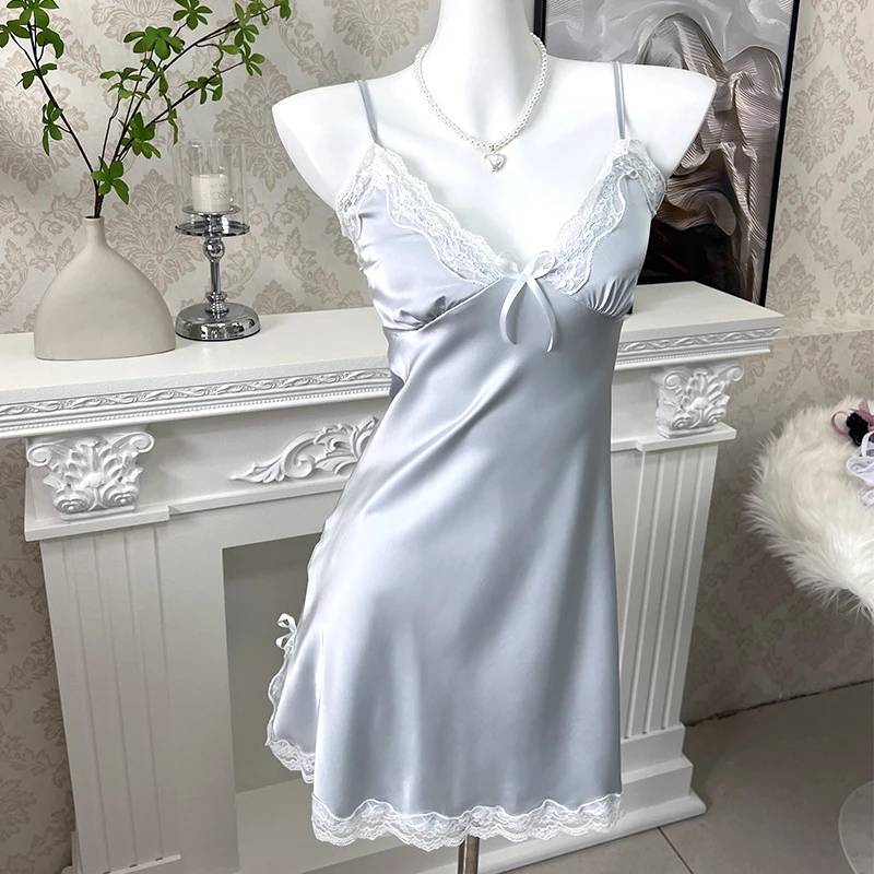 浓情【100-140斤】冰丝睡裙性感睡衣大码纯欲风吊带胸棉高级感法式