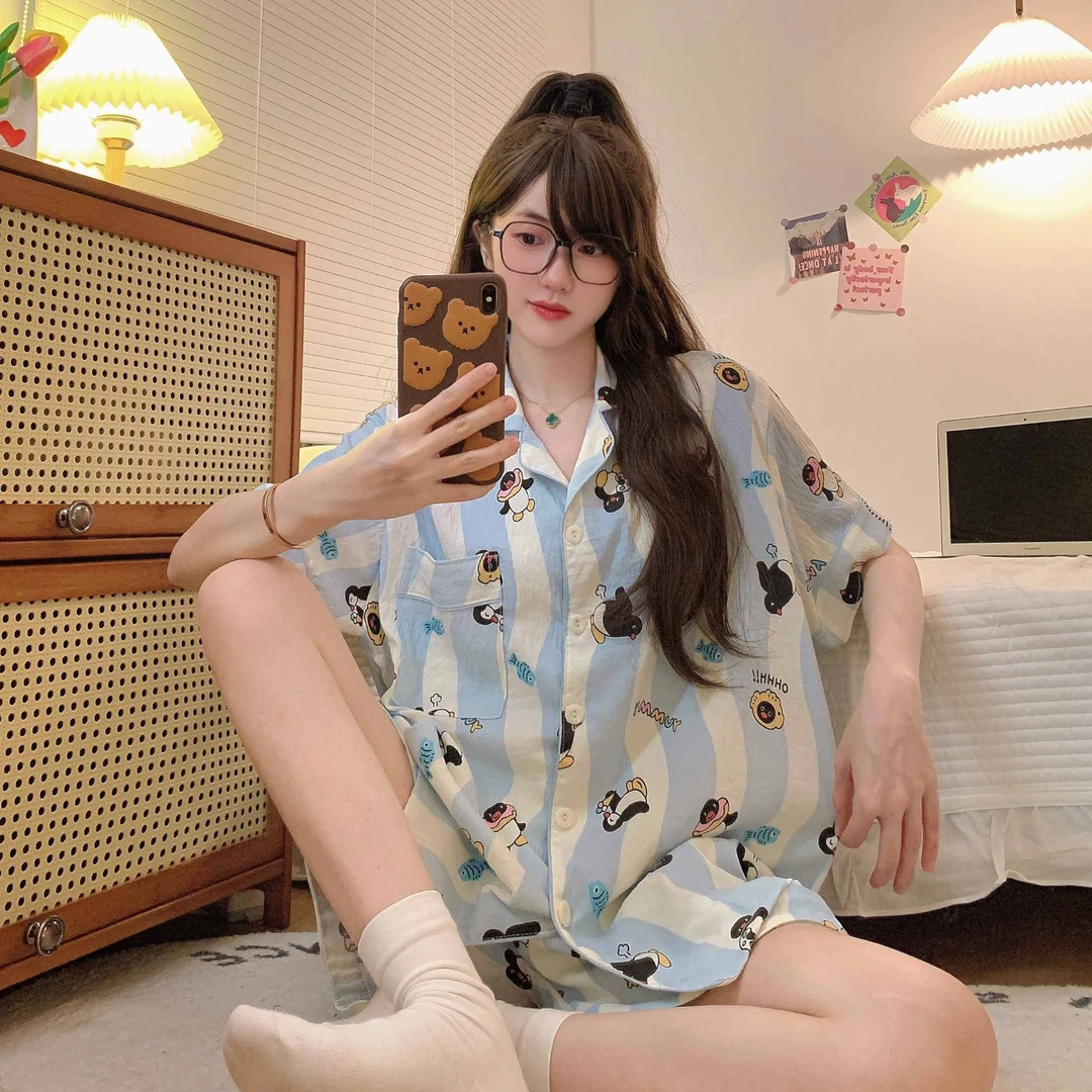 大码250斤睡衣女士短袖短裤子套装居家可外穿家居服夏季新款D4428