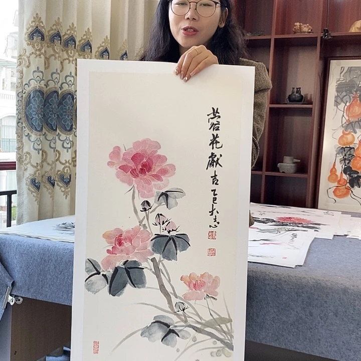 国画纯手绘国画写意作品34*68