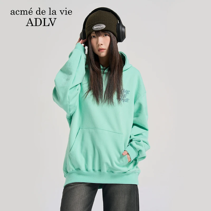 ADLV手绘外星人图案印花连帽卫衣25年新款男女同款潮牌韩国纯棉