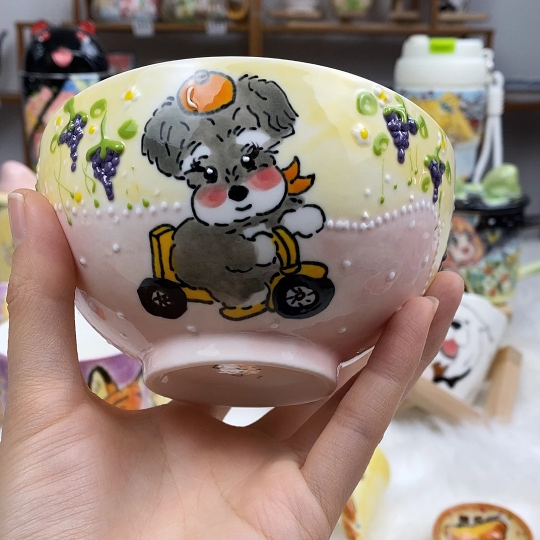 瓷片董董文创手绘陶瓷