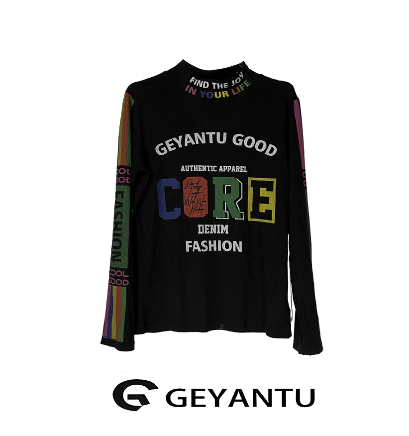 【GYT】单层打底潮牌时尚休闲拉架拼接长袖上衣411小众个性潮流女装