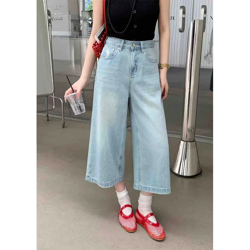 阔腿直筒显瘦时尚百搭宽松休闲薄款高腰2025裤子网红款牛仔裤新款