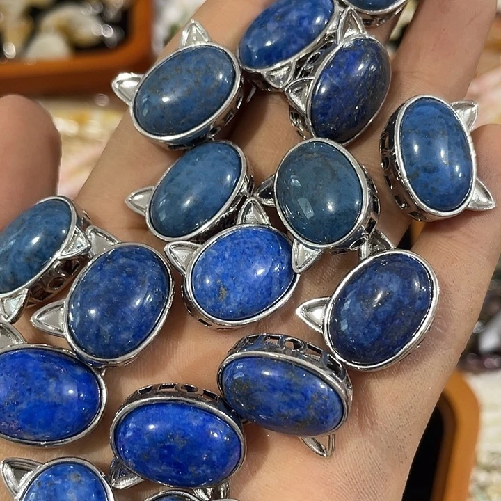 合金玛瑙/玉髓珠宝半成品2个牛仔蓝青金猫头