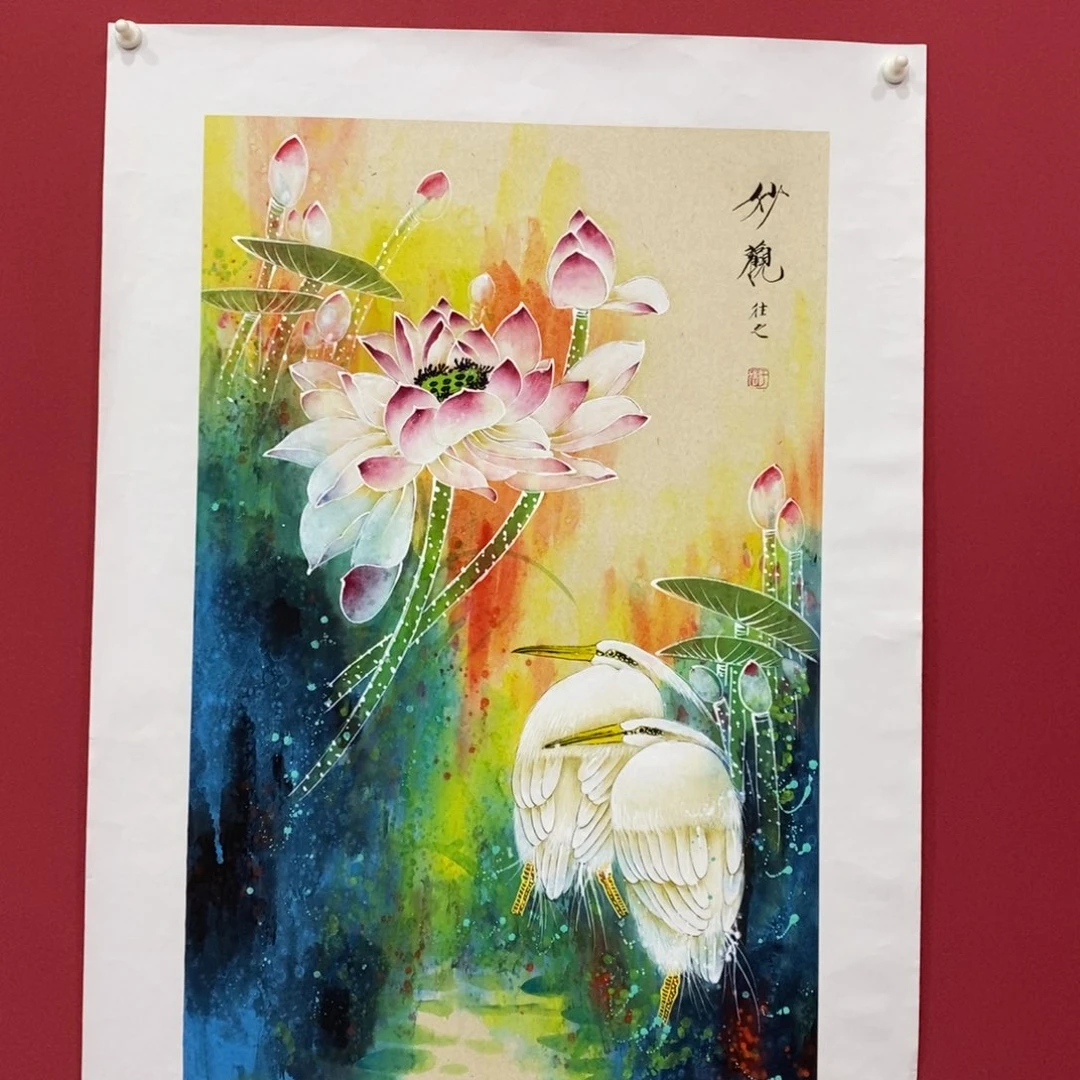 国画于往之四尺三开真人真品