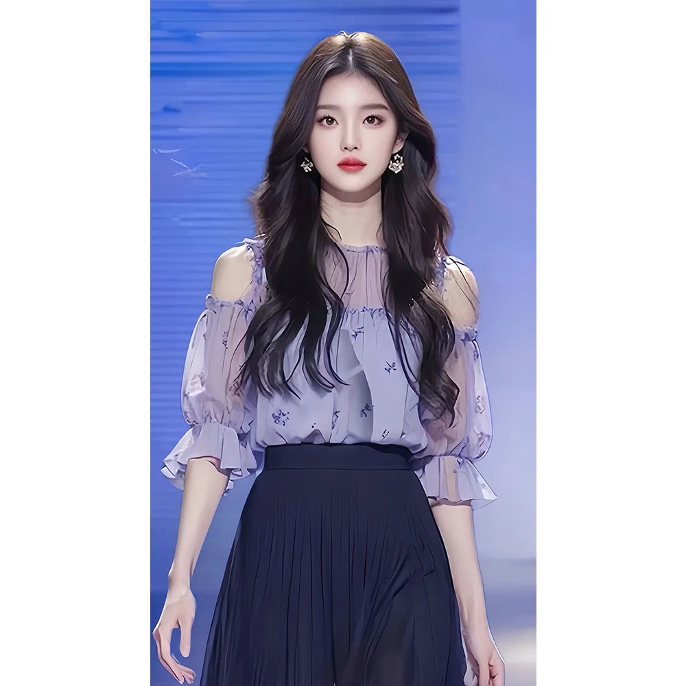 夏装搭配一整套时尚温柔紫色碎花衬衫半裙套装2025年新款女装时尚
