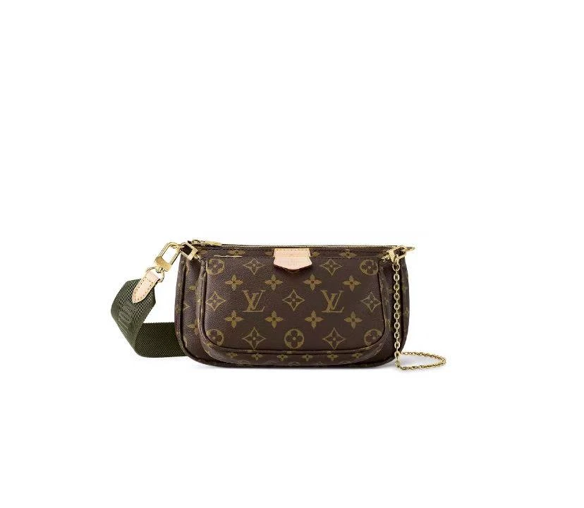 95新 LouisVuitton/路易威登 老花五合一绿肩带（芯片款）