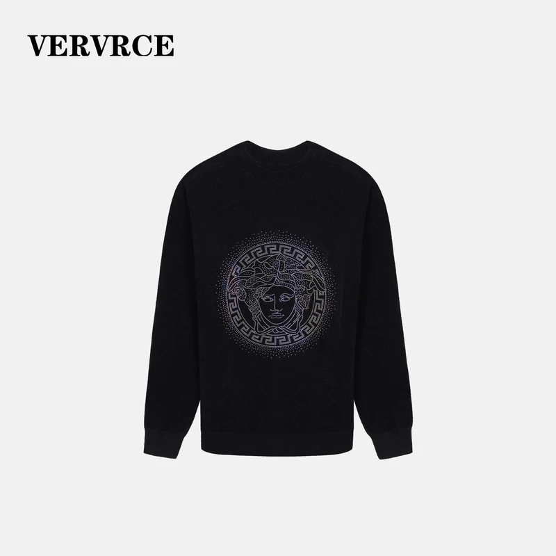 VERVRCE/Matte高级感秋季男士烫钻天鹅绒毛衣经典休闲长袖圆领