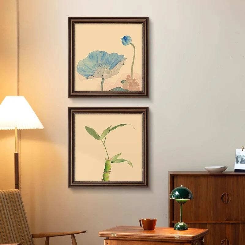 美式花卉玄关装饰画入户走廊过道挂画复古油画餐厅组合壁画高级感