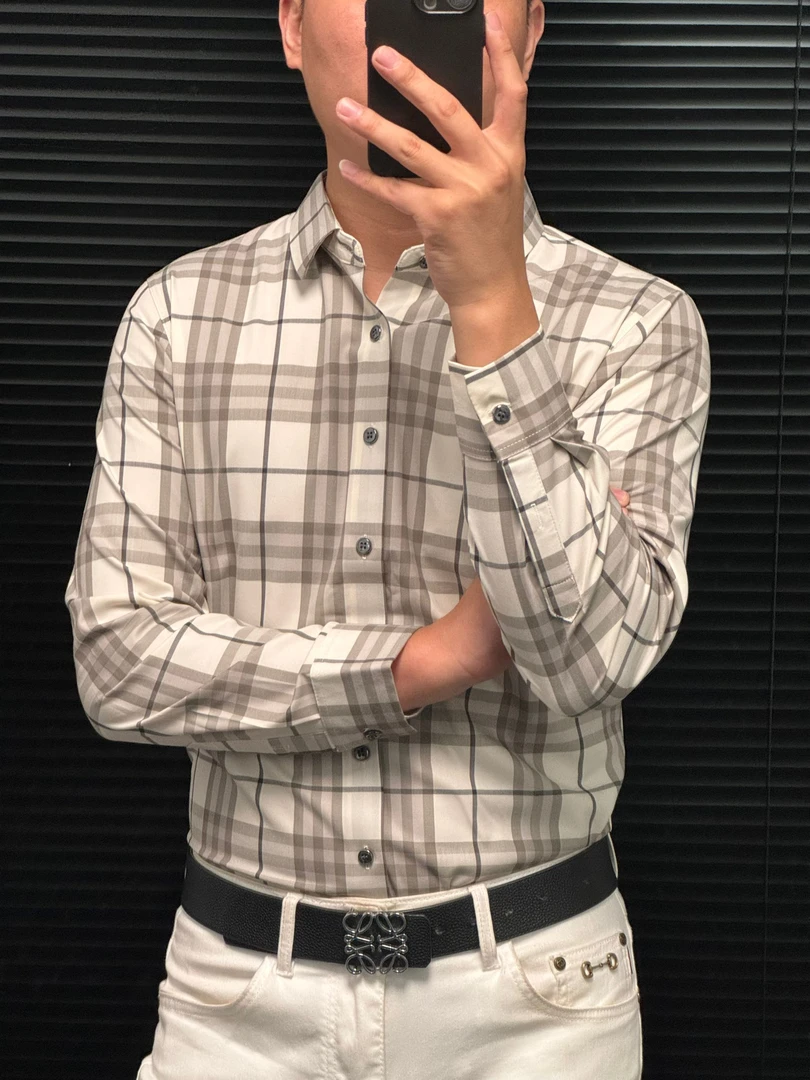 2025（轩诚）新款秋季条纹格子梭织刺绣男士时尚休闲高品质长袖衬衫