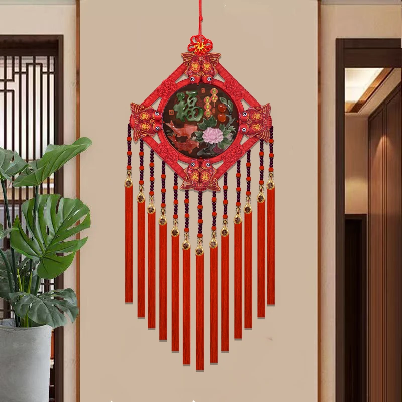 F【大号-经典莲花双鱼】民族风中国结客厅玄关家居新年挂件【福】M34F