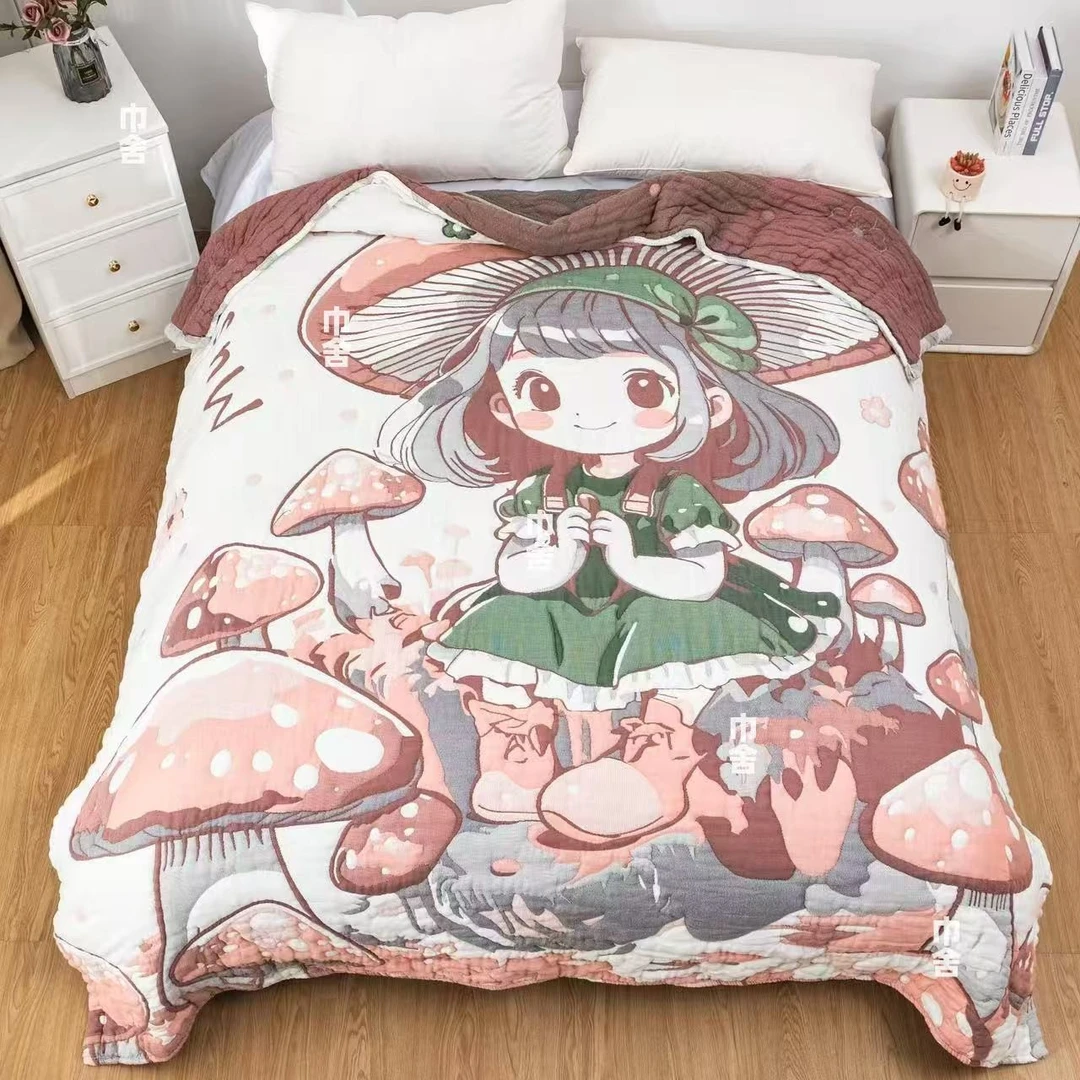 【蘑菇女孩】200*230cm 柔软亲肤卡通泡芙被N