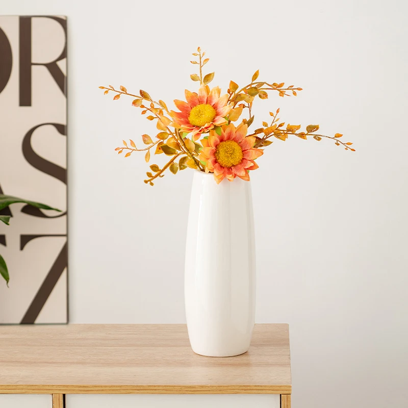 宿雨北欧白色陶瓷干花花瓶轻奢高级感客厅水培鲜花插花装饰摆件