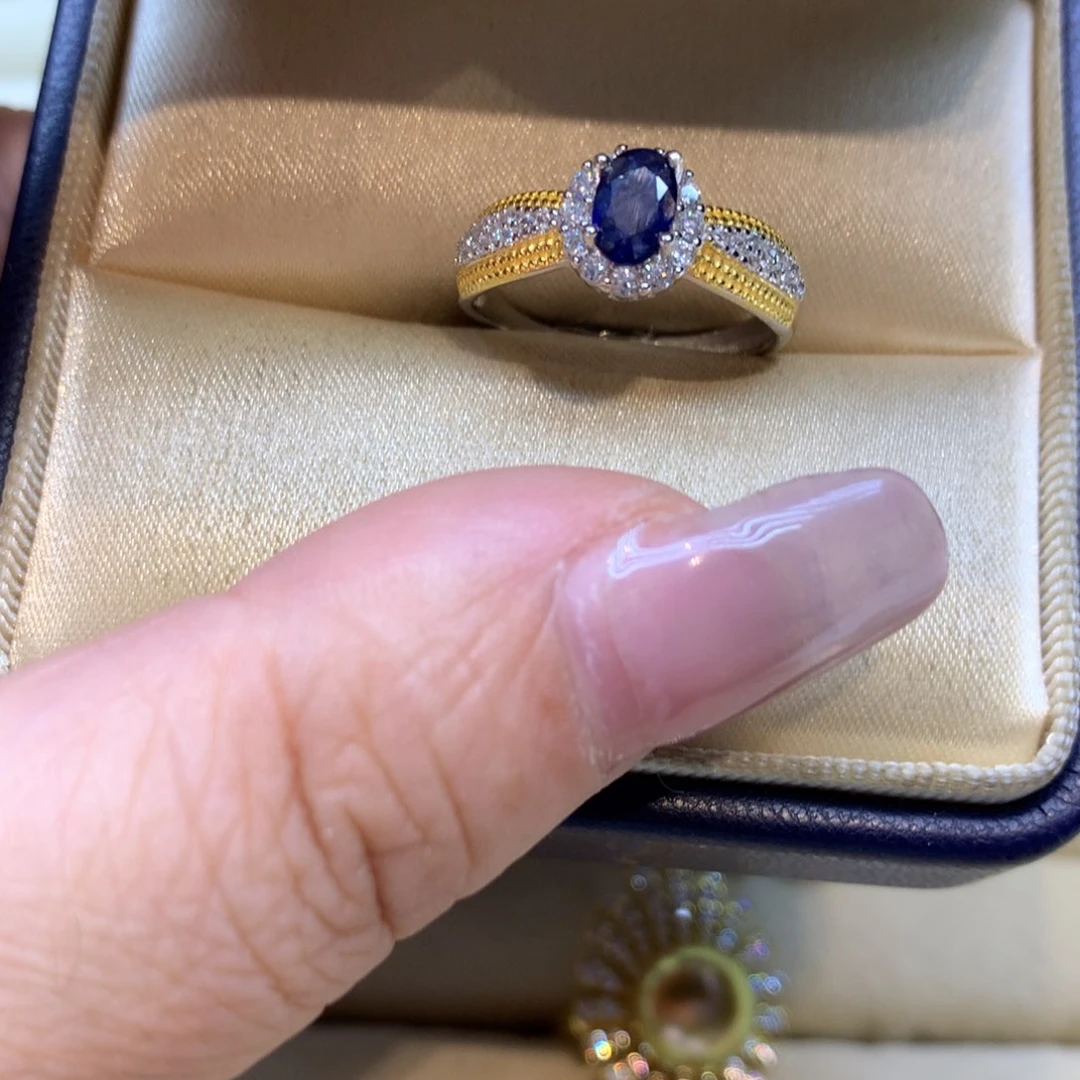 戒指蓝宝石银S925镶嵌