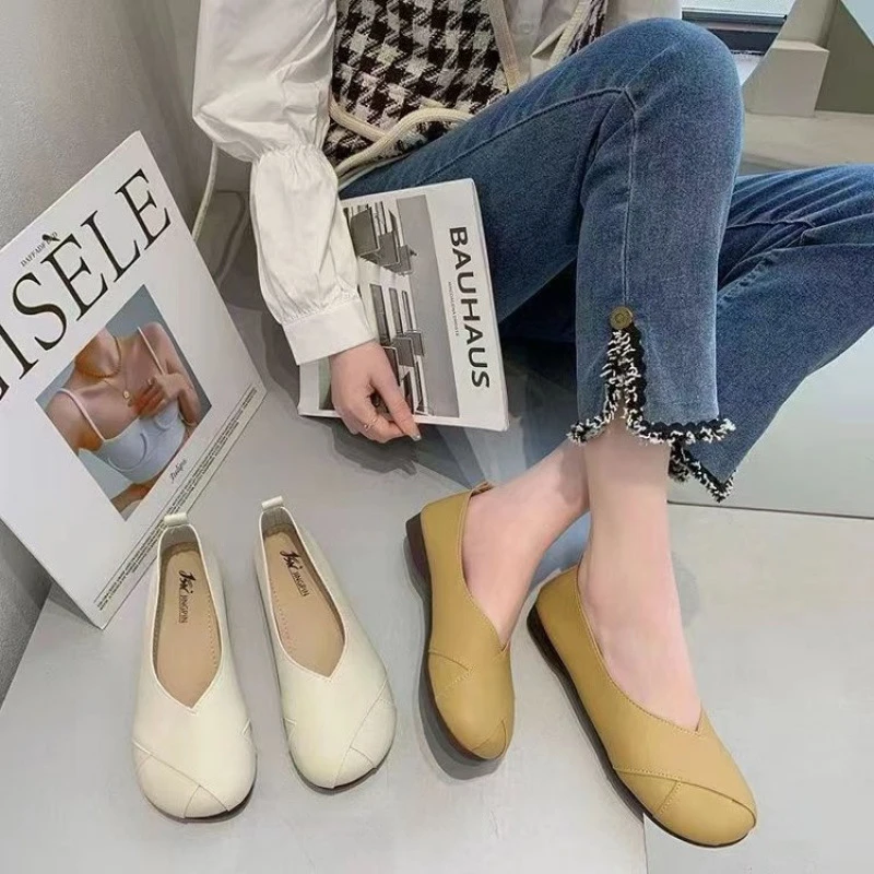 浅口防滑圆头单鞋浅口鞋百搭女鞋春夏韩版休闲软底时尚舒适鞋子
