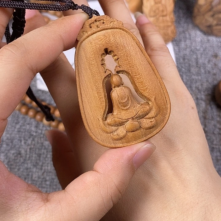 檀香木手串/手链老山檀香黑肉雕刻无相镂空吊坠