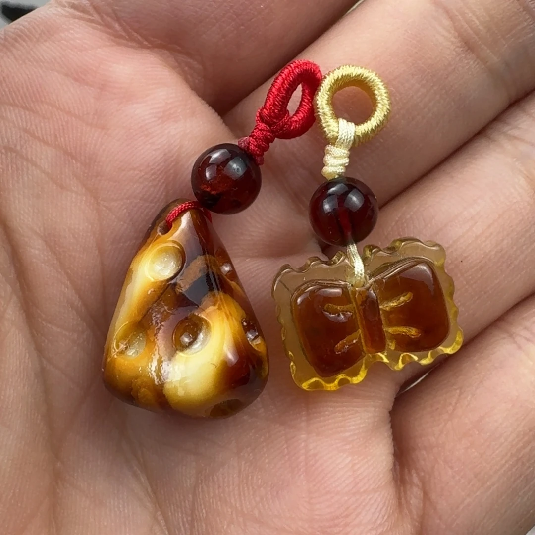 蜜蜡未镶嵌珠宝奇石两个编织好