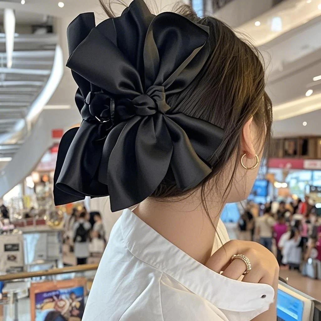 黑色超大蝴蝶结抓夹女后脑勺高级感大号鲨鱼夹在逃公主发饰发夹