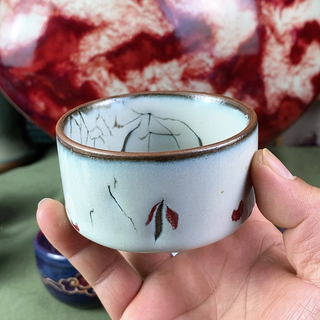 陶瓷直口杯，踏雪寻梅