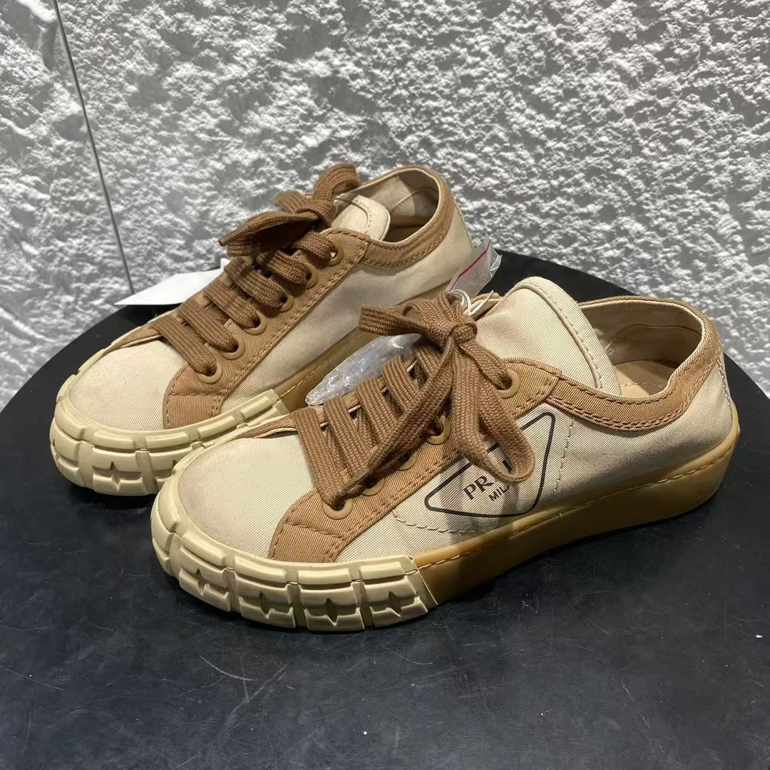 95新 Prada/普拉达 35.5码/Seven女鞋精选/棕色厚底饼干鞋 xxs883