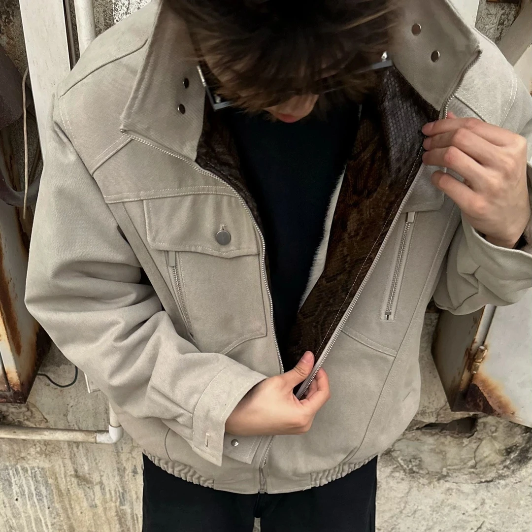 蛇年座山蟒棉衣外套男款冬季美式重磅棉服加绒加厚飞行夹克座山雕