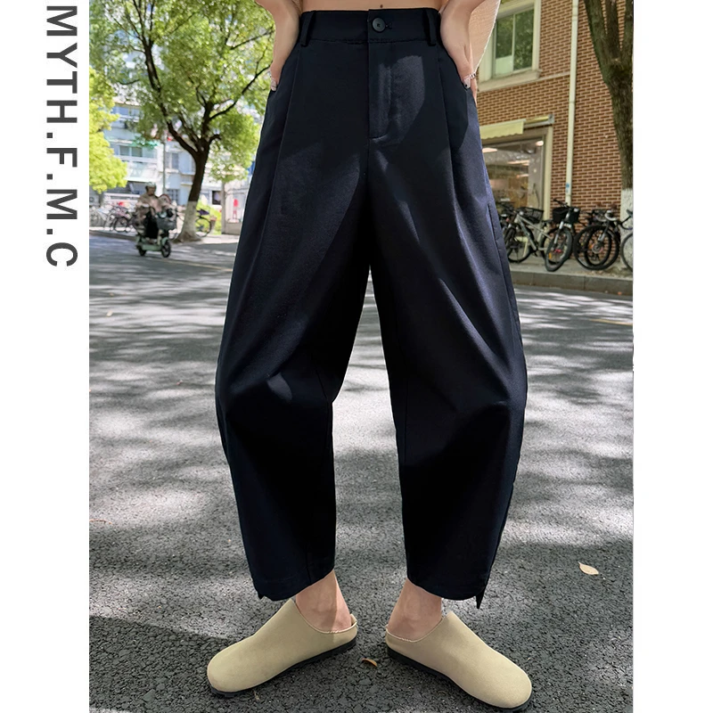 黑色小个子九分亚麻哈伦裤子女夏季薄款2025新款宽松凉凉萝卜裤