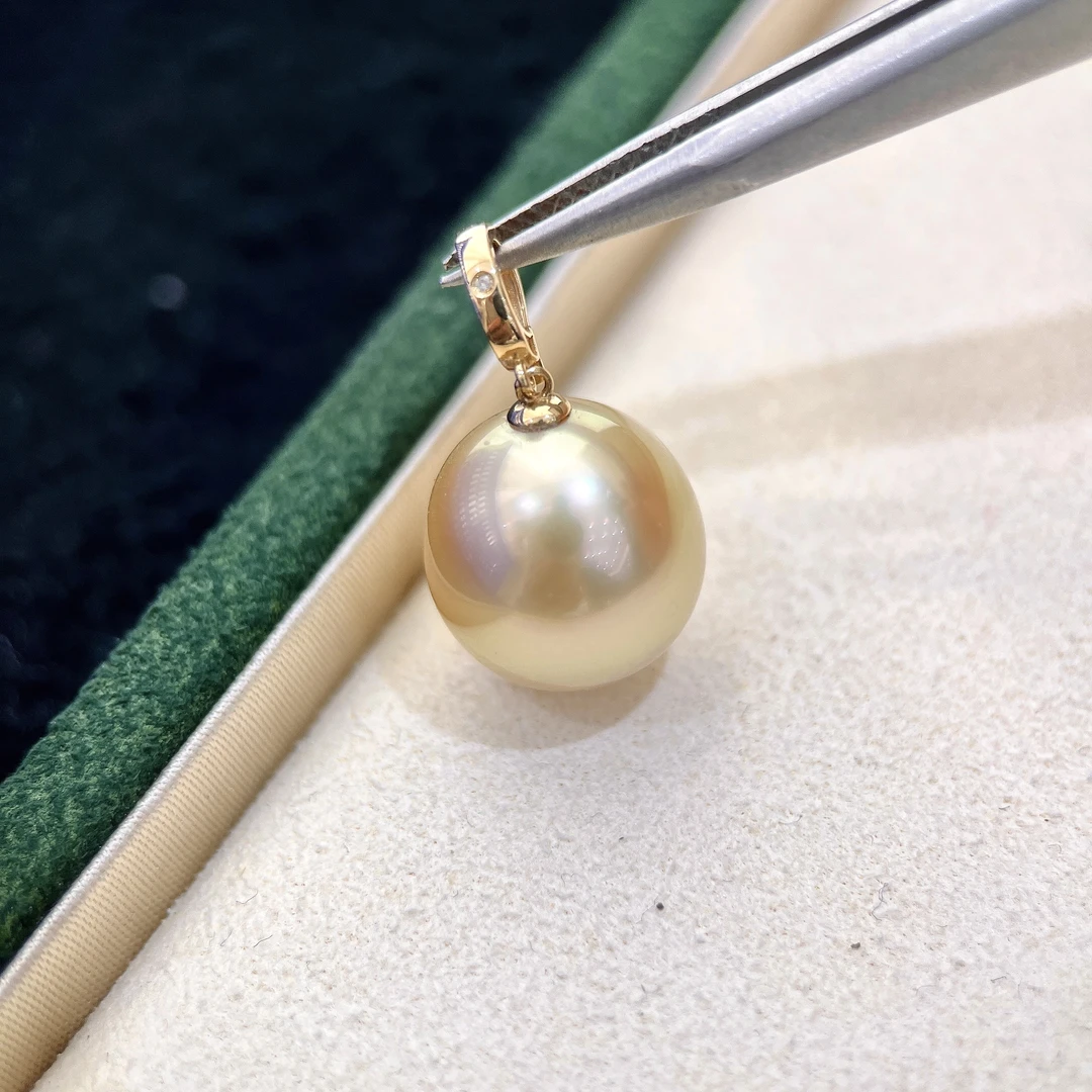【珍珠甄选】海水金珠设计款吊坠 18K金 12-13MM