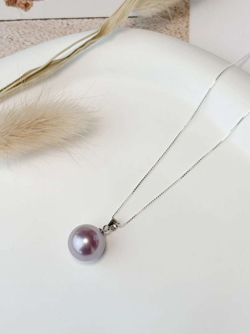链子925银 S925 纯银紫珍珠项链水滴锁骨链女简约高级感