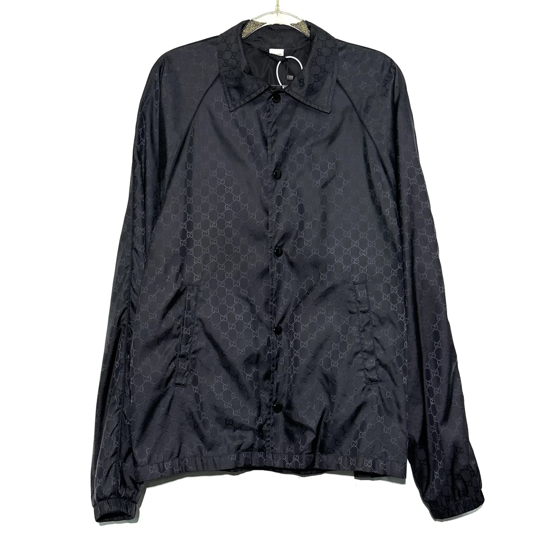99新 GUCCI/古驰 44码 满印logo黑色外套 0717