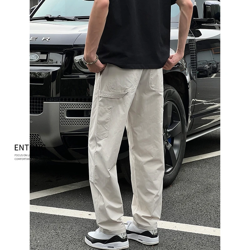 Entong美式高街宽松户外机能风运动百搭速干休闲裤男生直筒长裤子