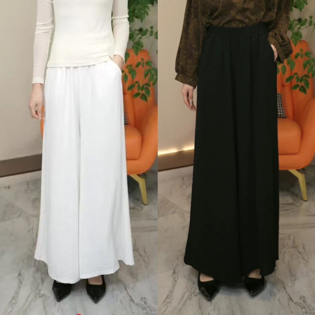 105/黑白夏季冰丝高腰速干阔腿空调裤薄款