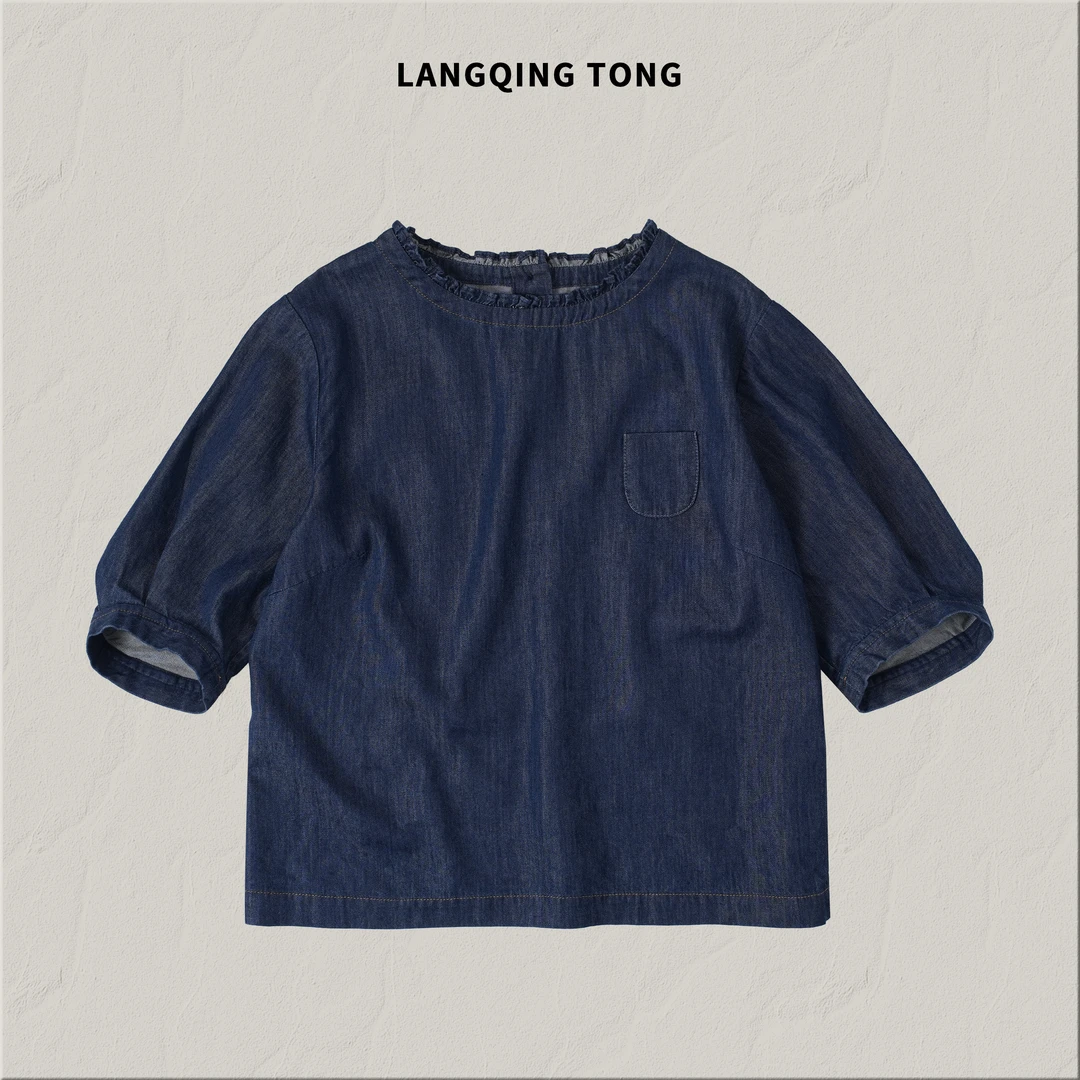 浪清/女装推荐 露比尔设计感小众圆领百搭休闲上衣44797#新款T恤