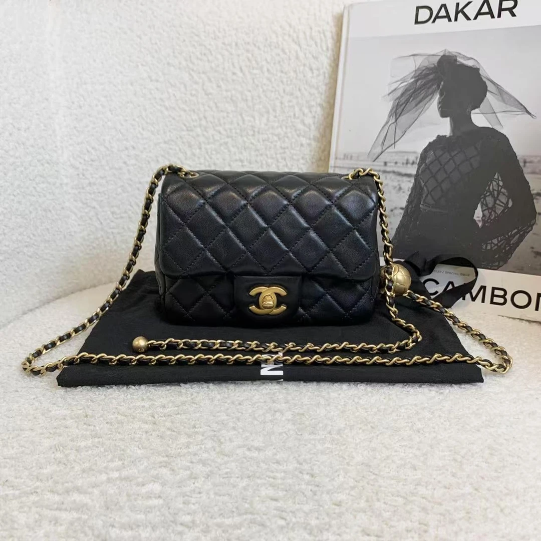 99新 Chanel/香奈儿 壹臻/22C黑金金球方胖子斜挎包/94008408
