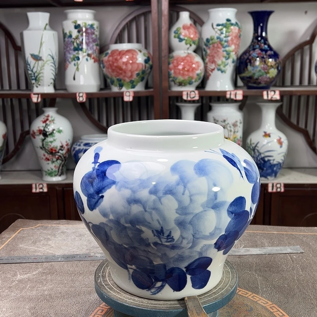 摆件陶景德镇陶瓷大口青牡