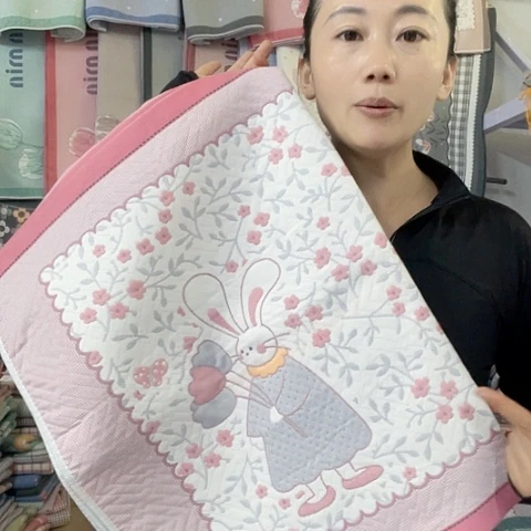 棉纱布粉色花园兔纯棉