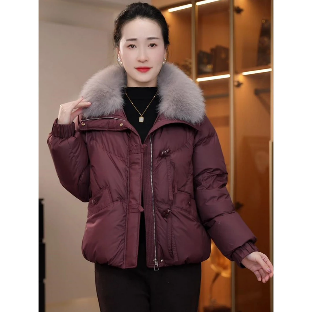 2025新款羽绒服女狐狸毛领气质冬装洋气大毛领白鸭绒加厚保暖外套