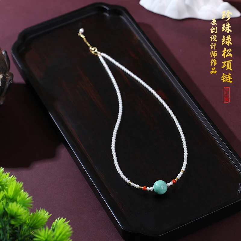 天然淡水珍珠项链颈链女强光正圆妈妈款小米珠锁骨链气质3.3mm