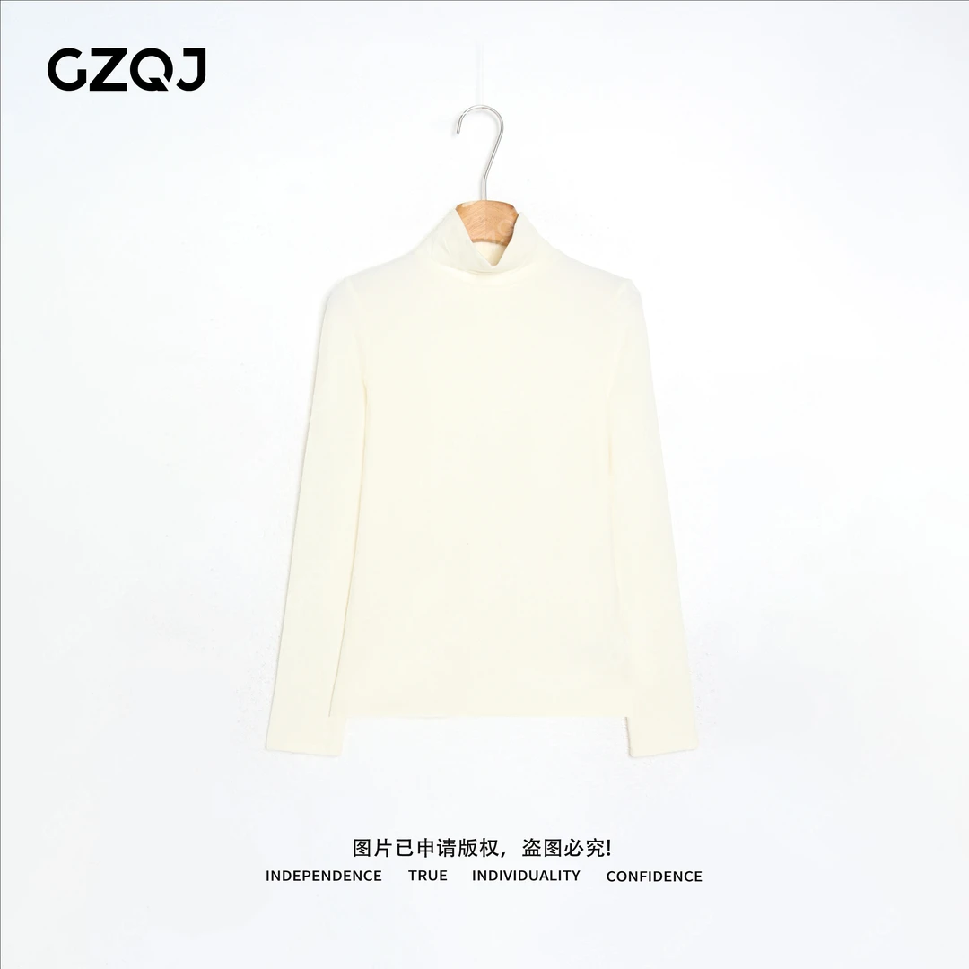 老琴私服【双面磨毛】自发热ins风堆堆领百搭简约打底衫女冬款 3318