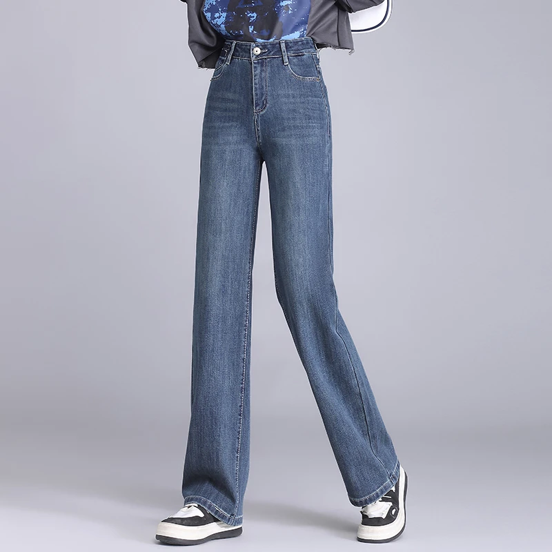 哥弟阿玛施正品流行窄版阔腿牛仔裤女秋季2025新款高腰显瘦直筒裤