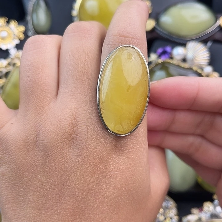 琥珀银S925镶嵌裸石